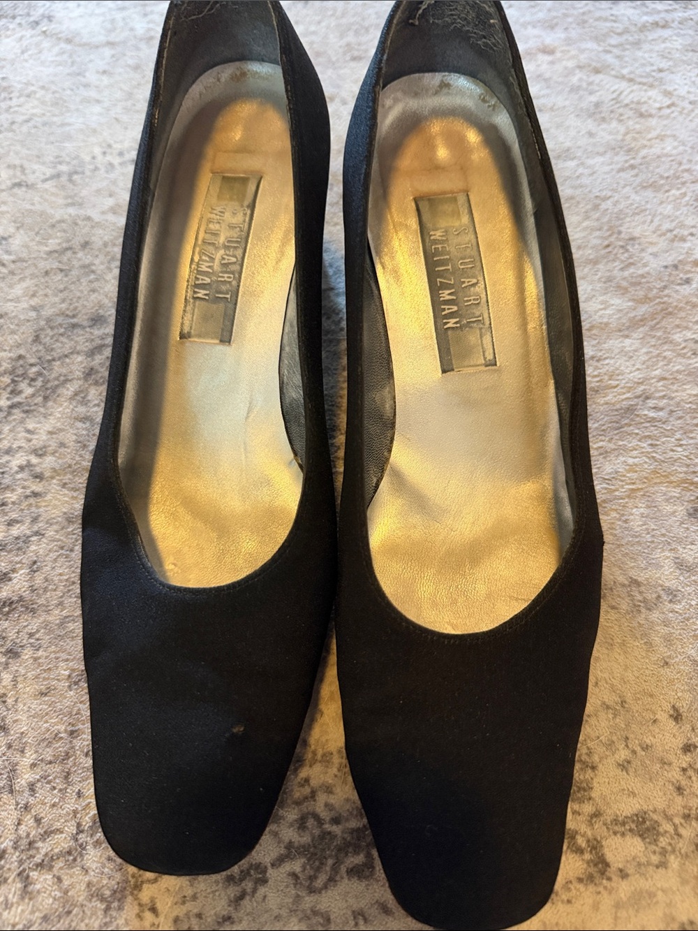 Stuart Weitzman Black Suede Square-Toe Pumps 7.5